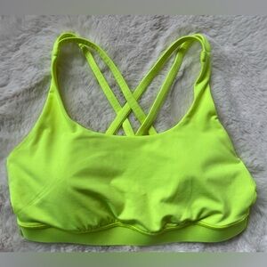 Lululemon Athletica Energy Bra Vibrant Neon Yellow, medium support, size 6